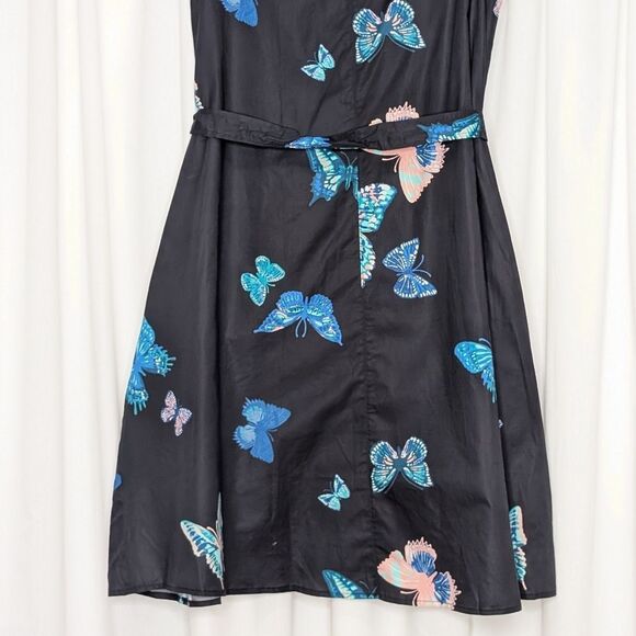 Tucker Sleeveless Sarah Shirtdress Black Fluttering Butterflies Print - Picture 8 of 8
